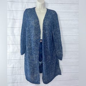 Chico’s Long Open Front Marled Knit 3/4 Sleeve Cardigan 💗